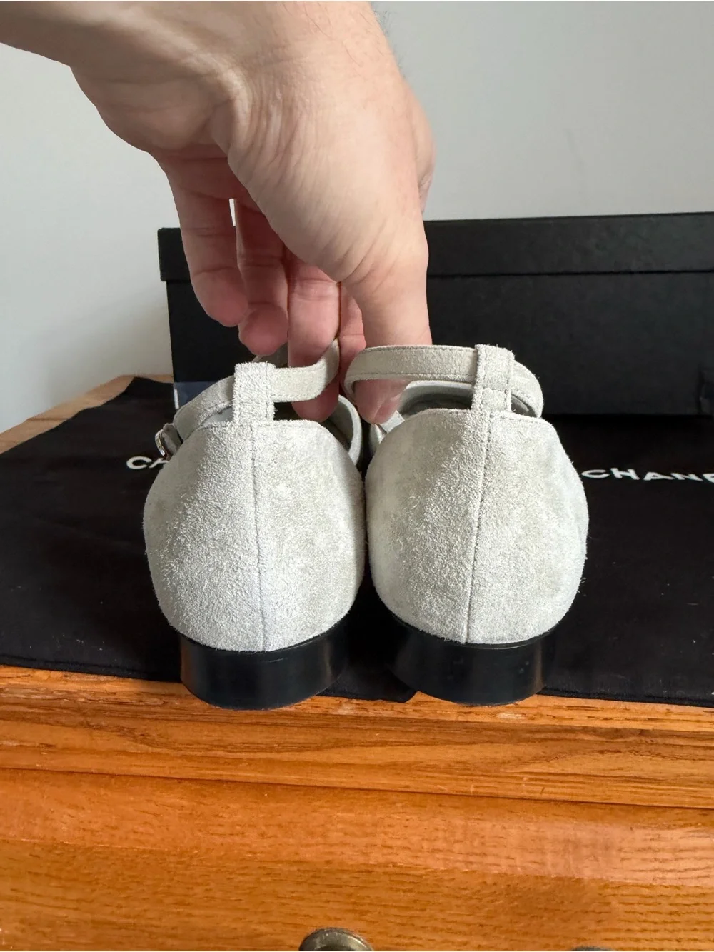 Chanel Mary Jane Suede Ballet Flats Size EU 36.5